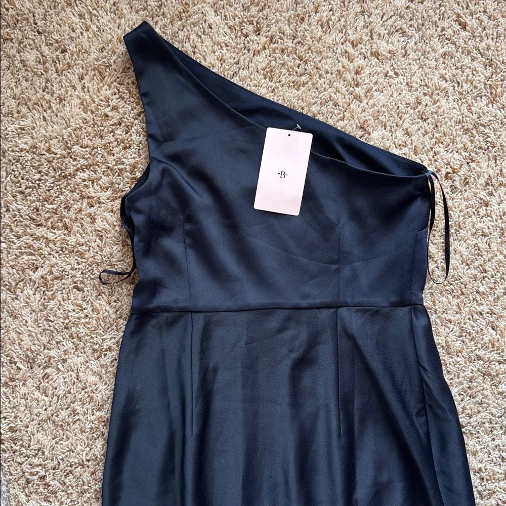 NWT BHLDN Scottie One-Shoulder Side-Slit Stretch Satin Maxi Dress Anthropologie - Picture 6 of 12